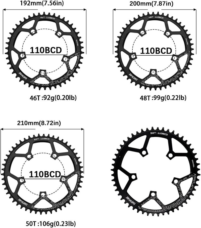 DECKAS Round Chainring 110BCD 36T 38T 40T 42T 44T 46T 48T 50T 52T Narrow Wide Chainring for 7 to 12 Speed Chains - Image 3